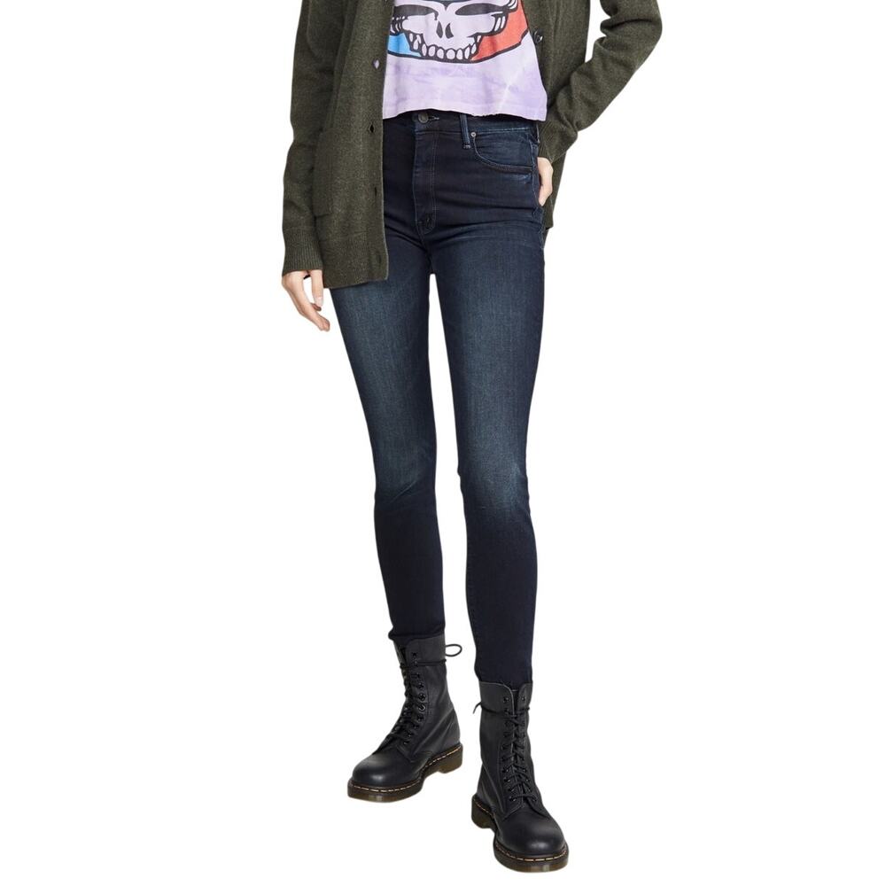 Mother High Waisted Looker Ankle Fray Jeans Size 25 Dark‎ Blue Wash: Last Call